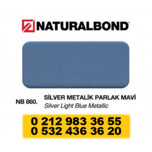 4 MM- SİMLİ RENKLERDE - ALU. KOMPOZİT PANEL - 125X320 CM - (NB-860)SİL.MET.PARLAK MAVİ